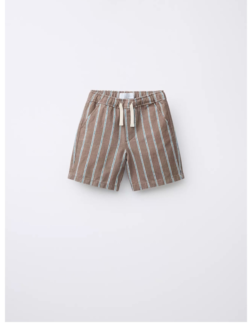 Boys Brown Stripe Drawstring Shorts